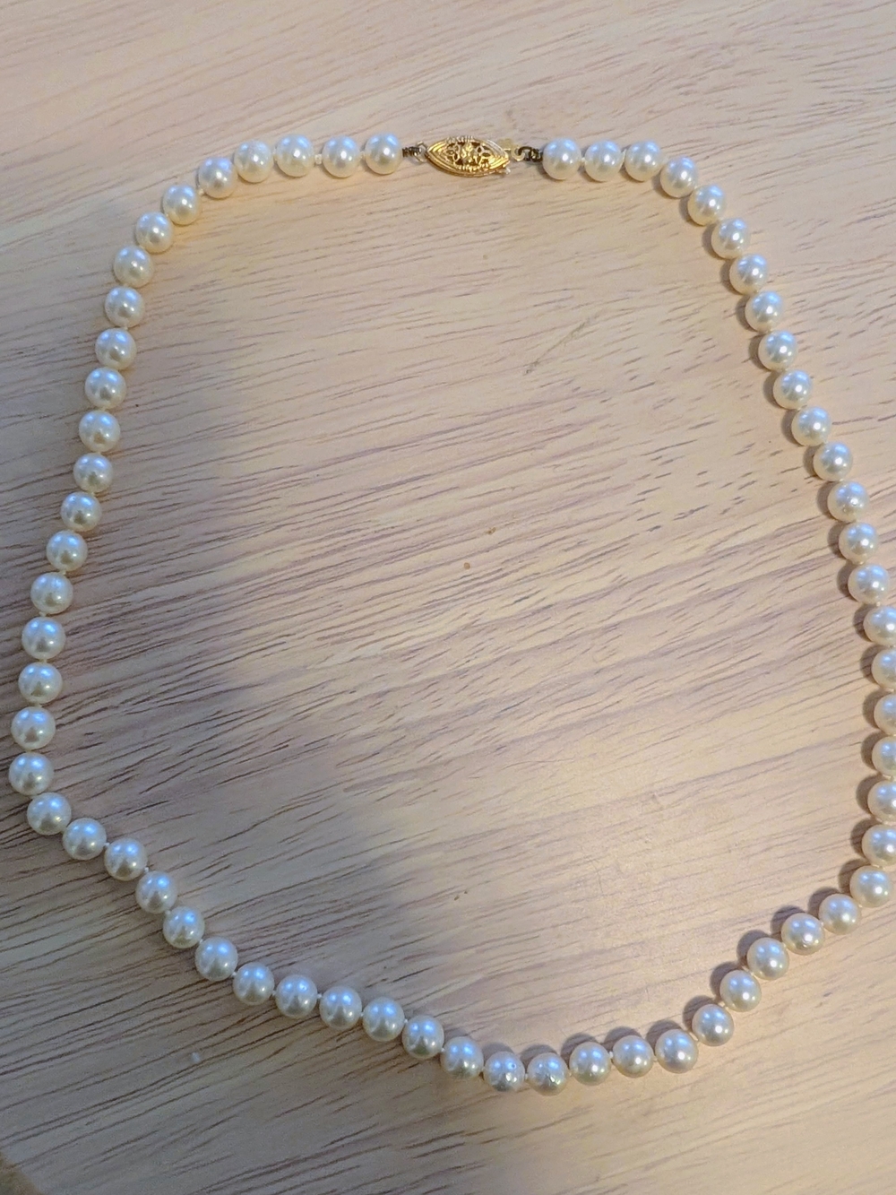 Classic White Pearl Necklace with Gold Clasp - Women Jewelry